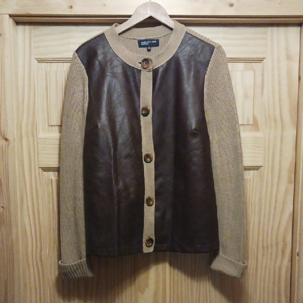 Jones New York Brown and Tan Cardigan Sweater